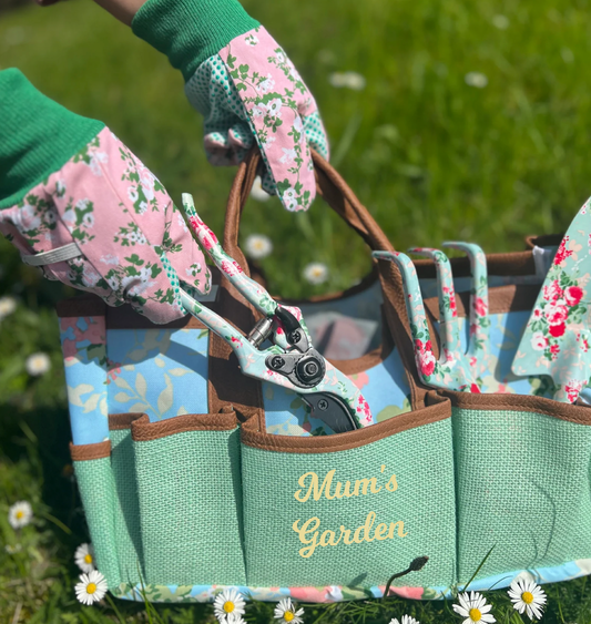 Personalised Garden Tool Bag With Rose Print