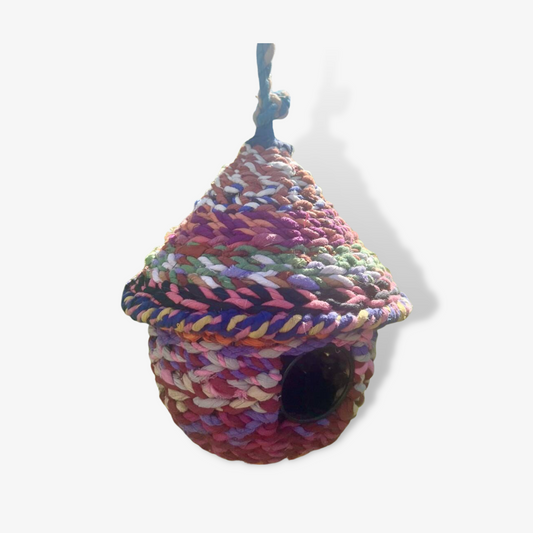 Bird House Made From Colourful Recycled Sari Fabric