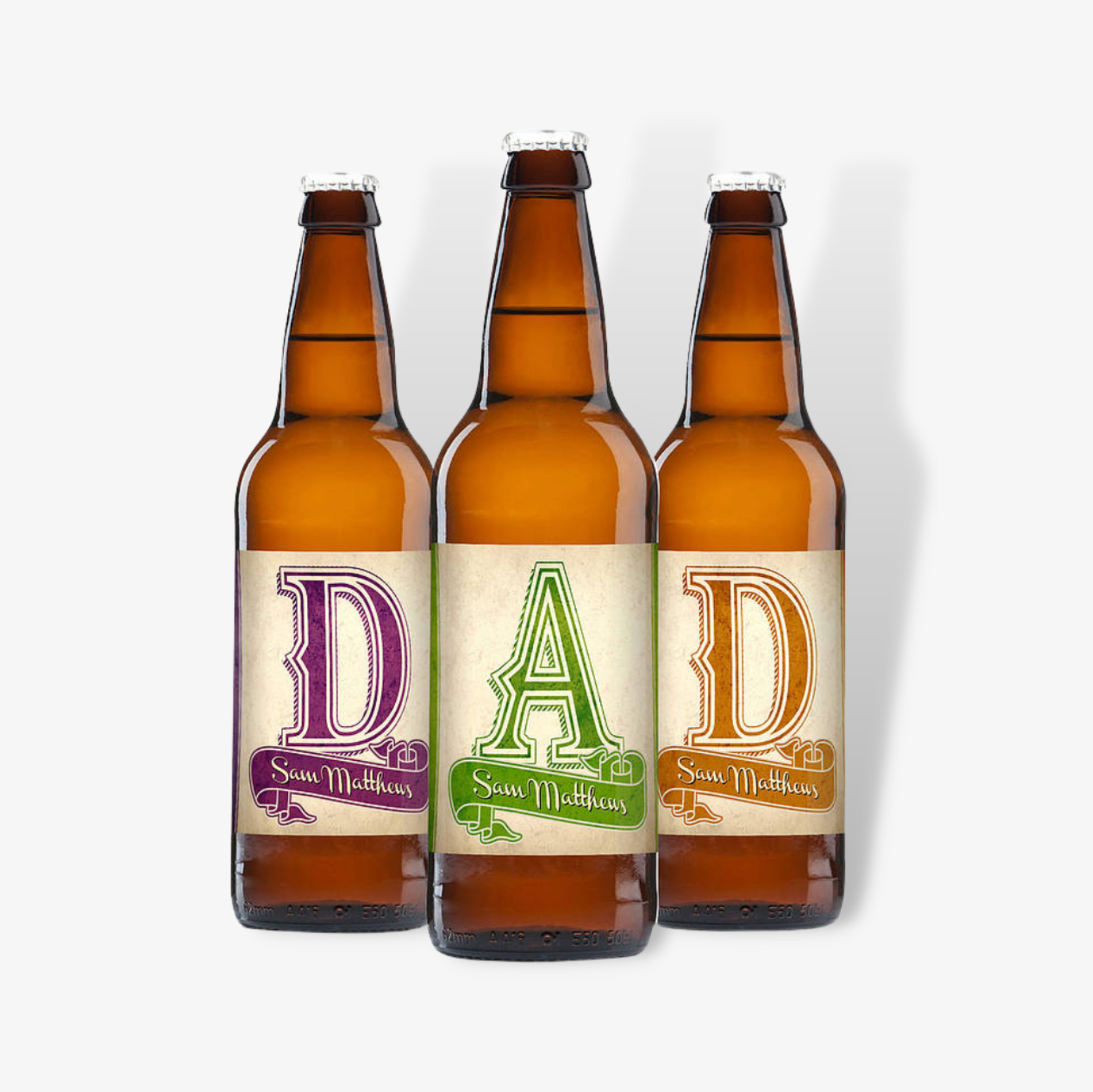 Personalised Set Of Three Beers For Dad