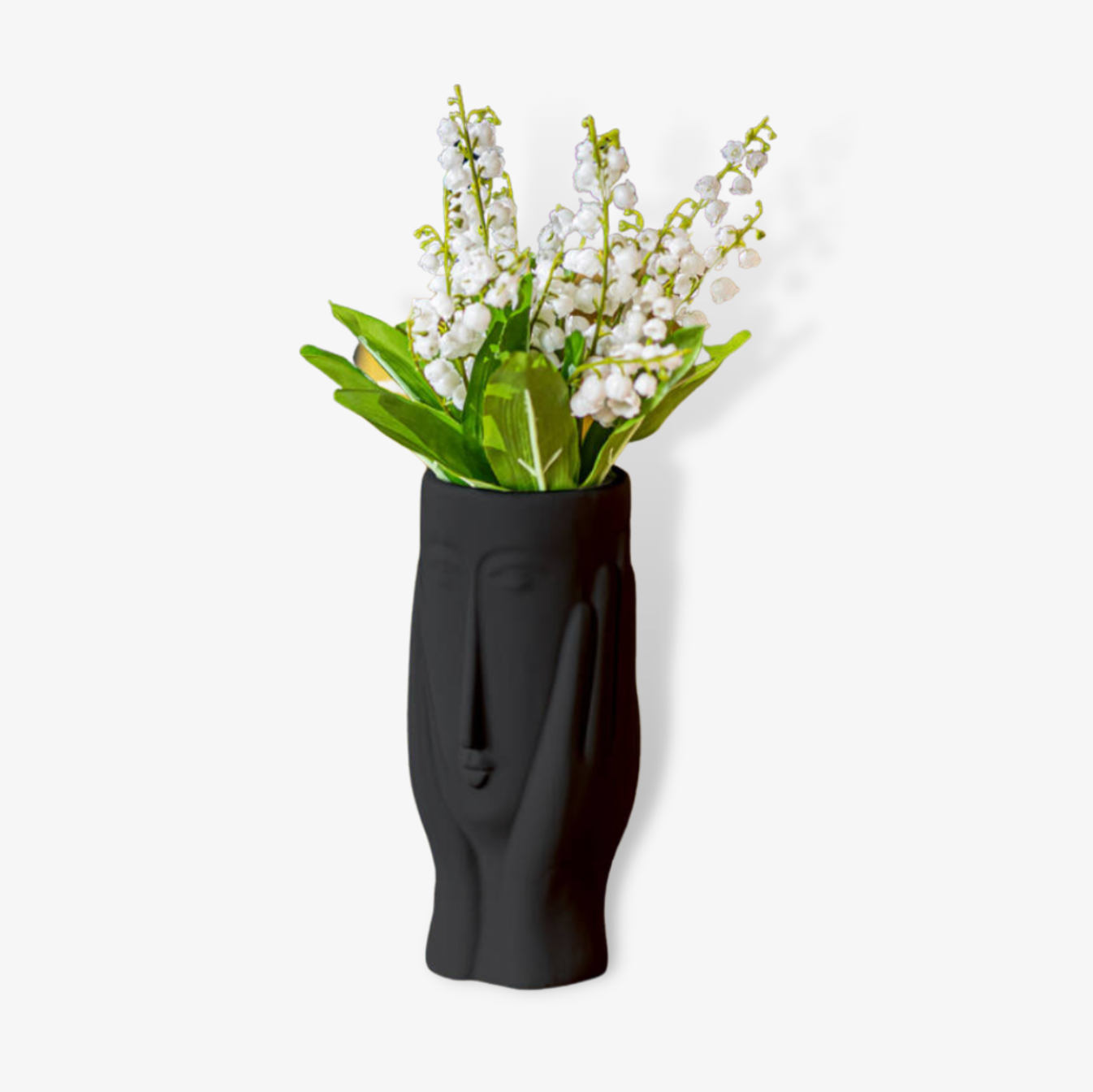 Elegant Design Face And Hands Vase In Black