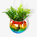 Rainbow Disco Ball Hanging Planter