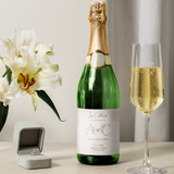 Personalised Floral Initials Wedding Champagne Label