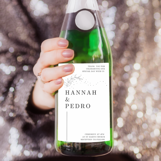 Personalised Sophisticated Wedding Champagne Label