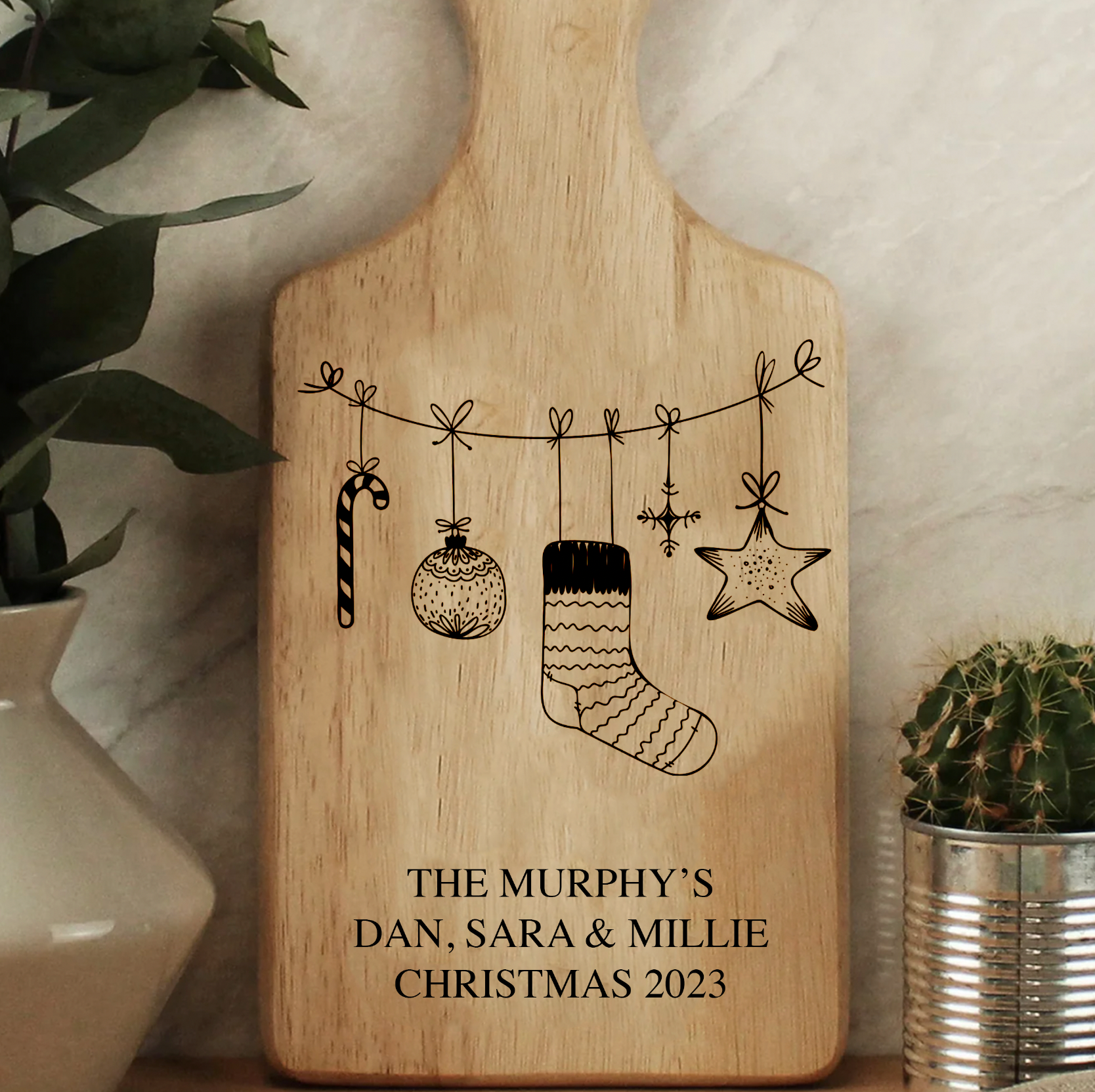 Personalised Christmas Wooden Paddle Board