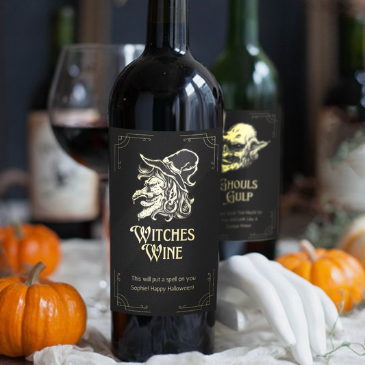 Personalised Halloween Witches Wine