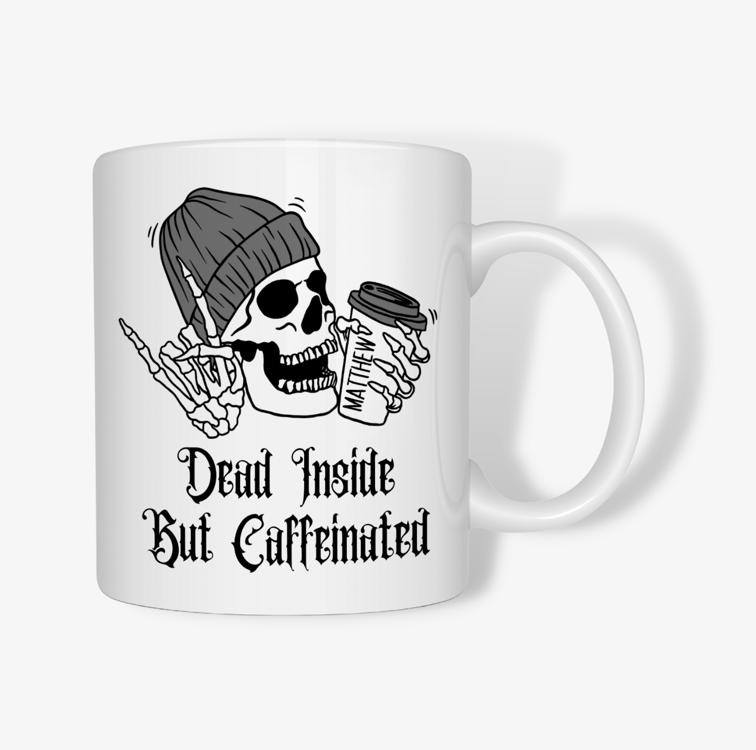 Personalised Halloween Dead Inside But Caffeinated Mug