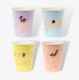 Typographic Pastel Paper Party Cups