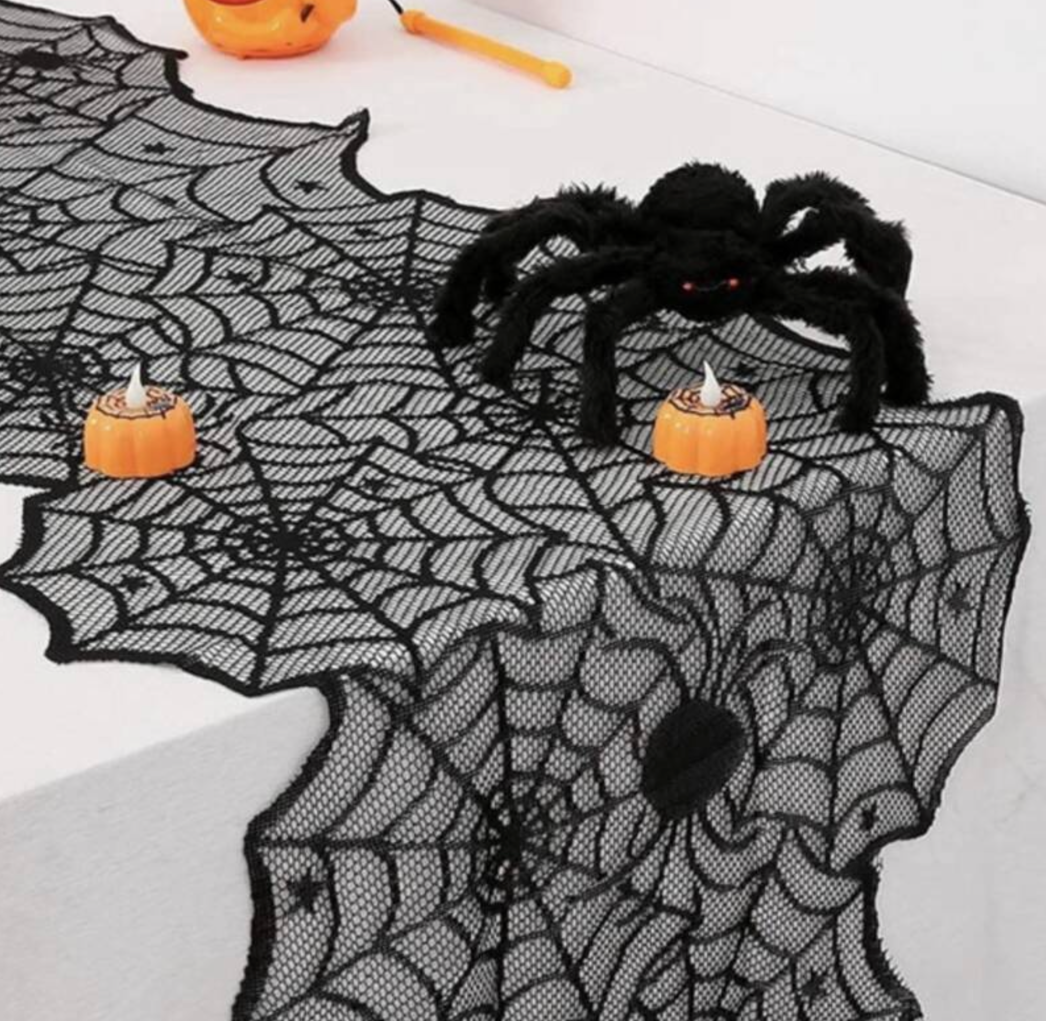 Black Spider Web Halloween Table Runner