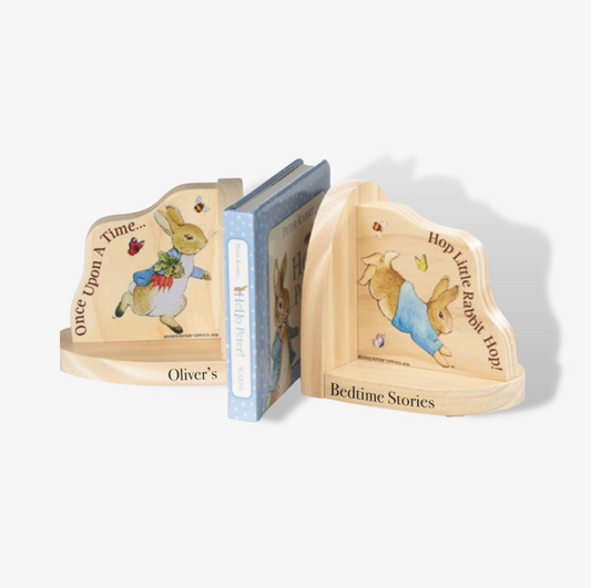 Personalised Peter Rabbit Wooden Bookends