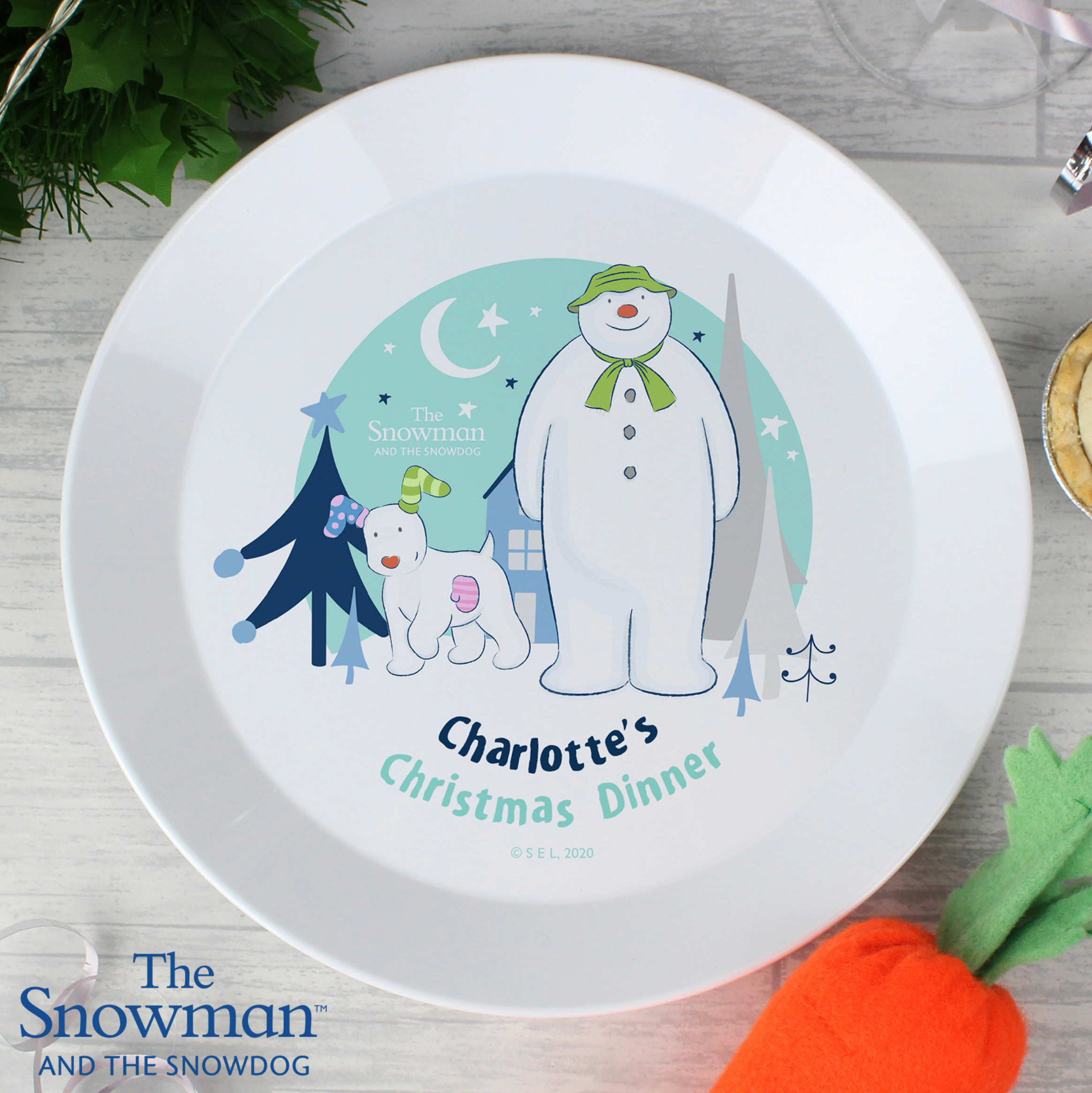 Personalised Snowman Christmas Plate