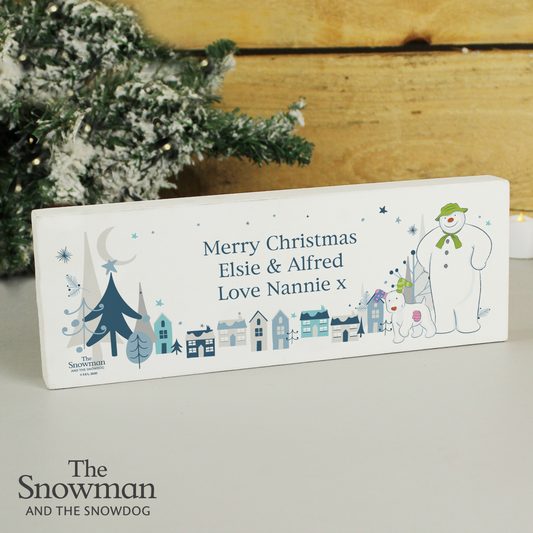 Personalised The Snowman Wooden Block Sign