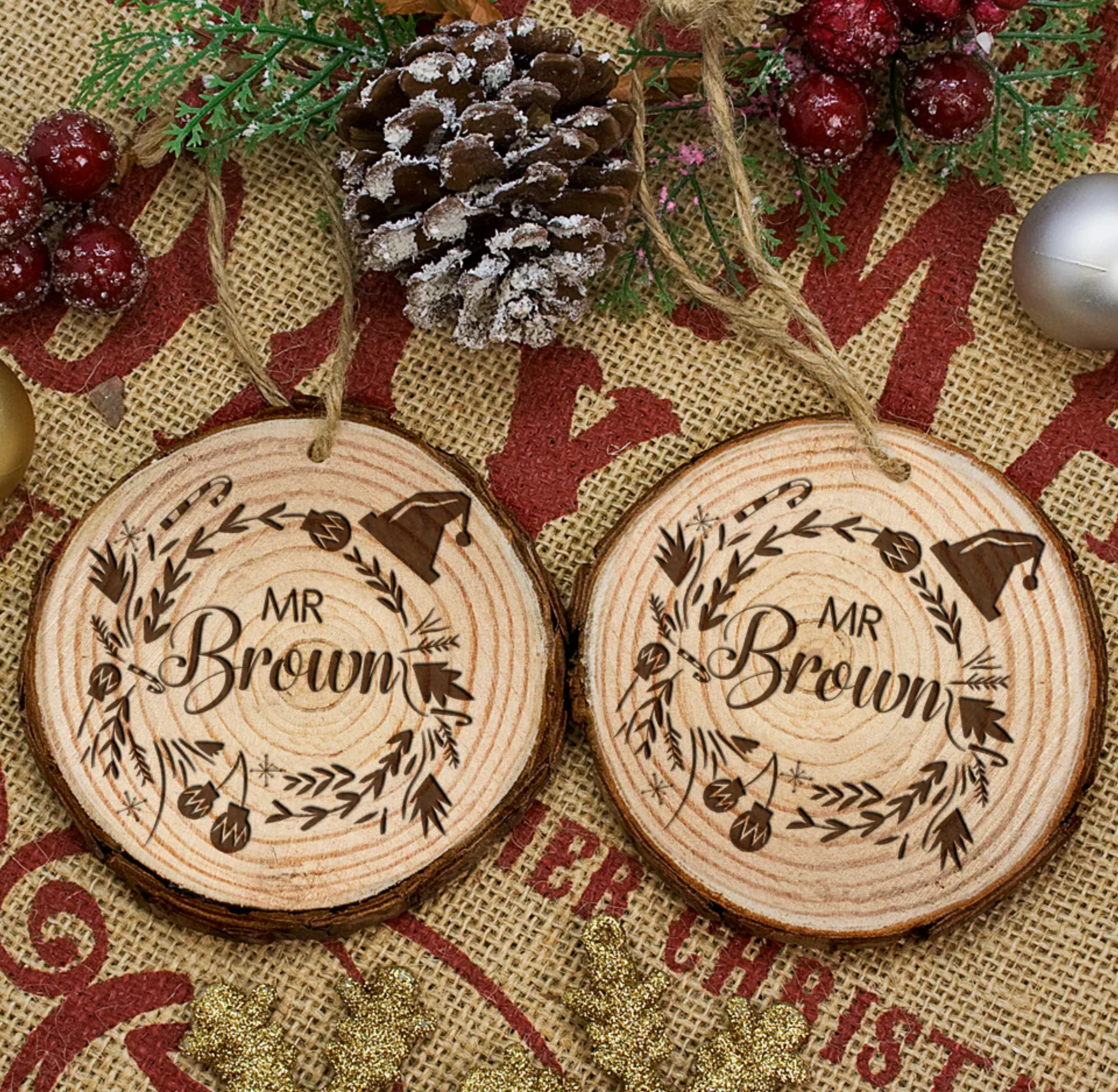 Personalised Engraved Couple's Christmas Decoration