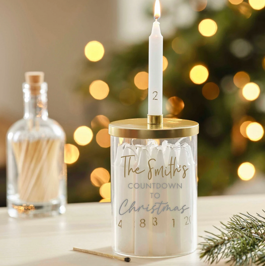 Personalised Christmas Candle Advent Calendar Glass Jar