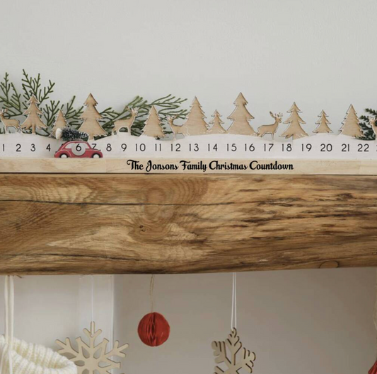 Wooden Reusable Christmas Advent Calendar With Car