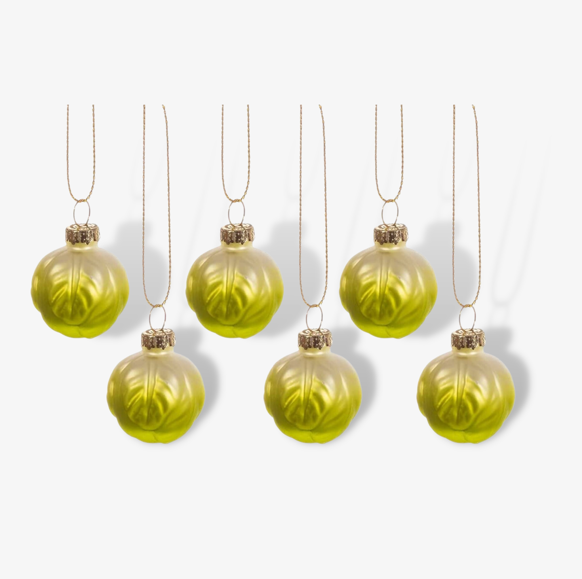 Set Of Six Mini Brussel Sprout Baubles