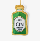 Gin Bottle Embroidered Christmas Decoration