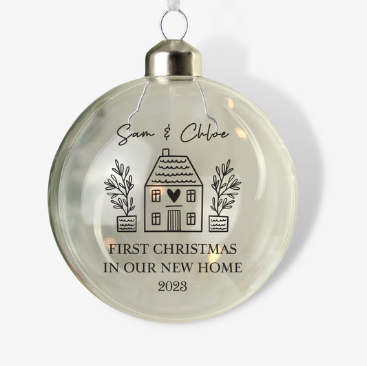 Personalised First Home Christmas Glass Bauble