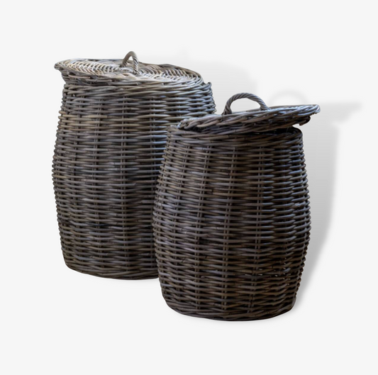 Lidded Wicker Laundry Basket