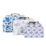 Personalised Set Of Three Blue Floral Suitcases