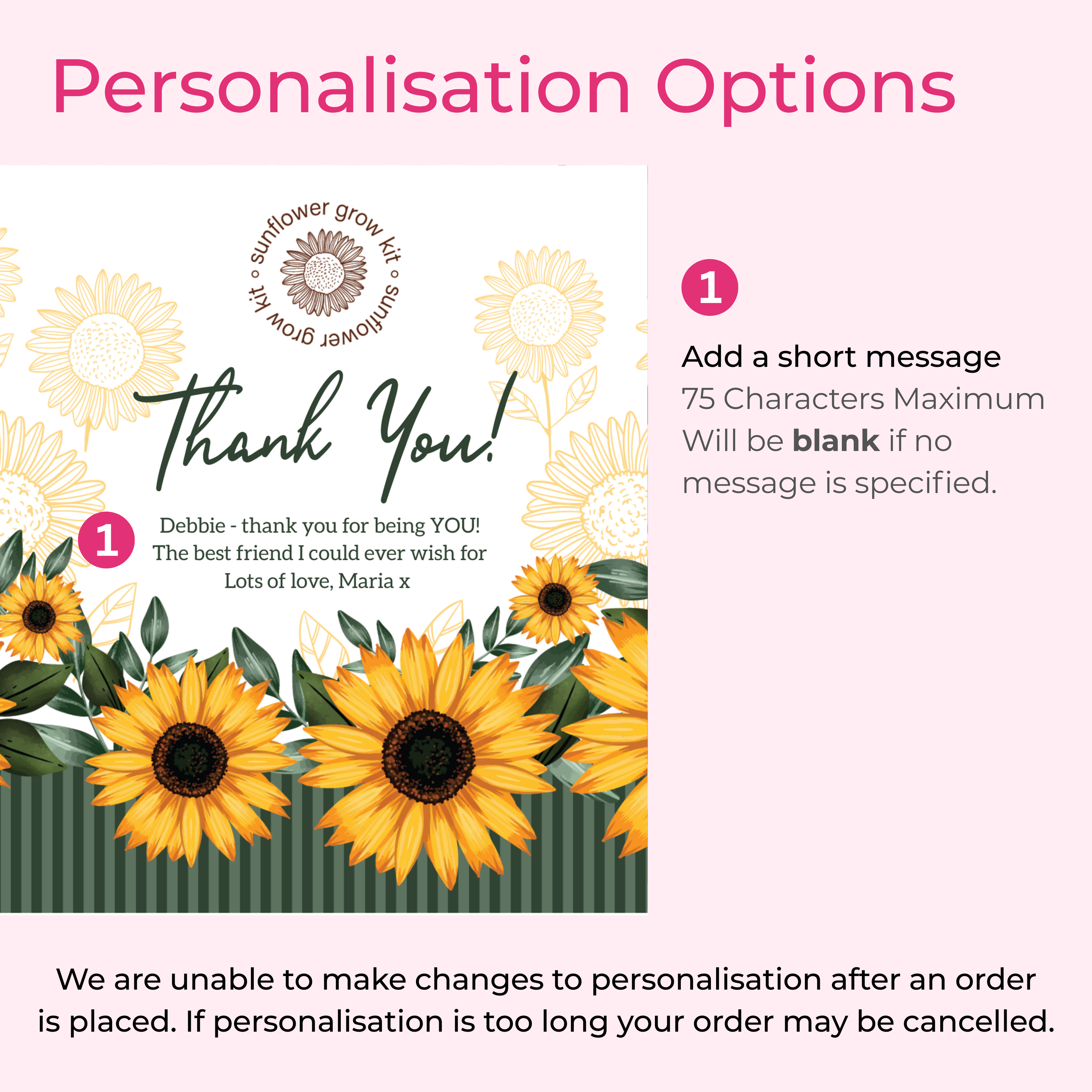Thank You Sunflower Tin - Grow Your Own Flowers | Personalise Me | Thank You Gift