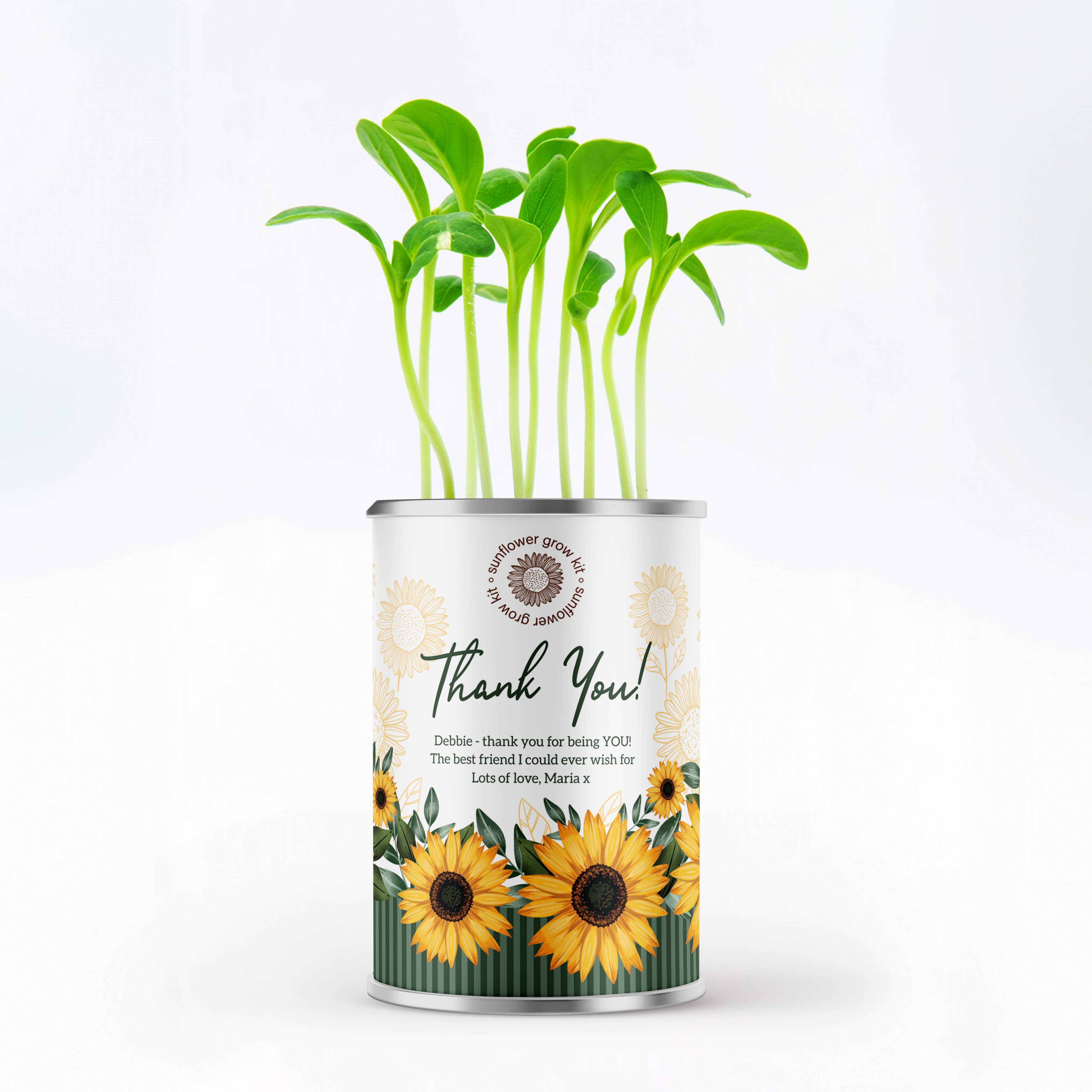 Thank You Sunflower Tin - Grow Your Own Flowers | Personalise Me | Thank You Gift Main image