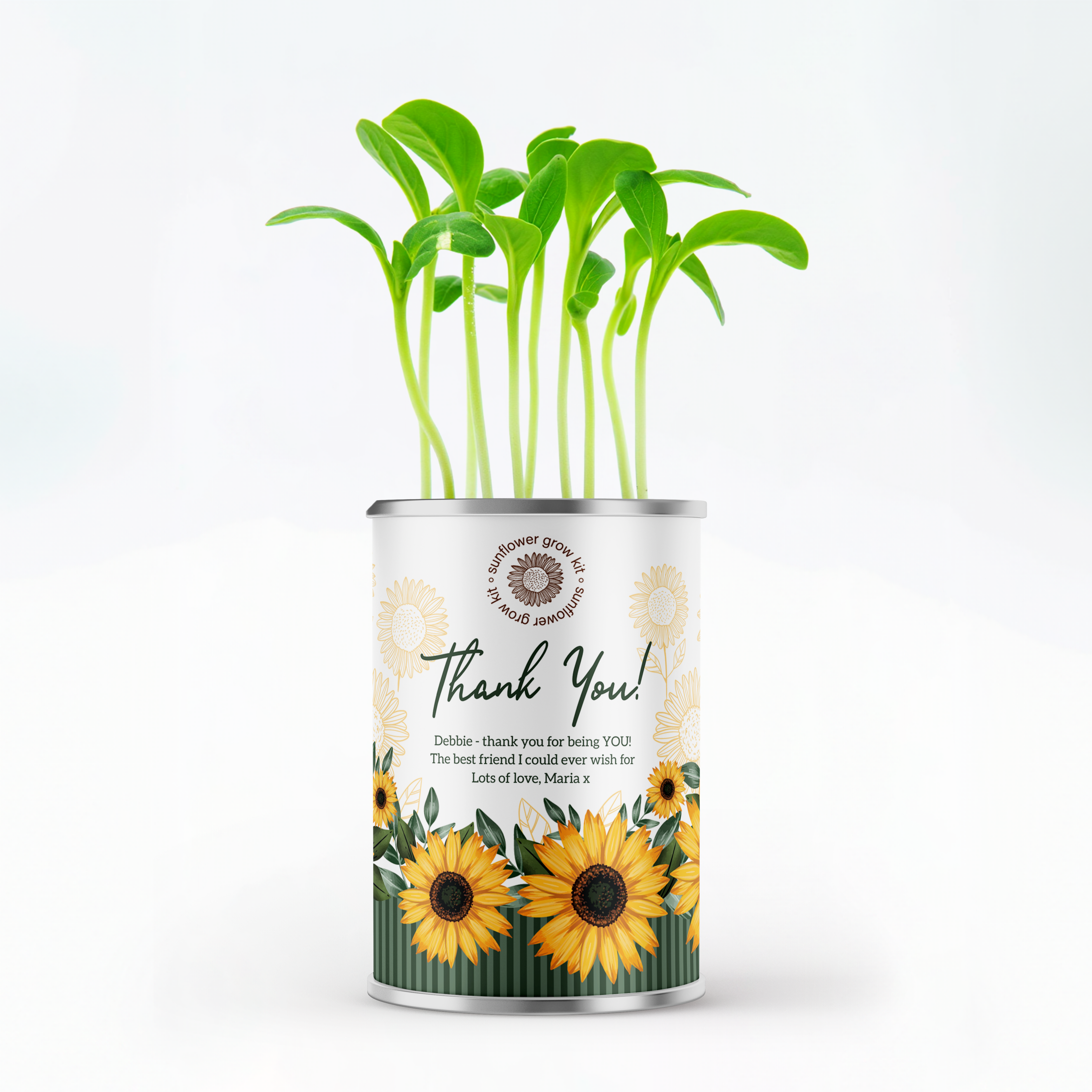 Thank You Sunflower Tin - Grow Your Own Flowers | Personalise Me | Thank You Gift