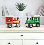 Personalised Children's Wooden Train Carriage - Green/Red