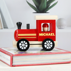 Personalised Children's Wooden Train Carriage - Green/Red