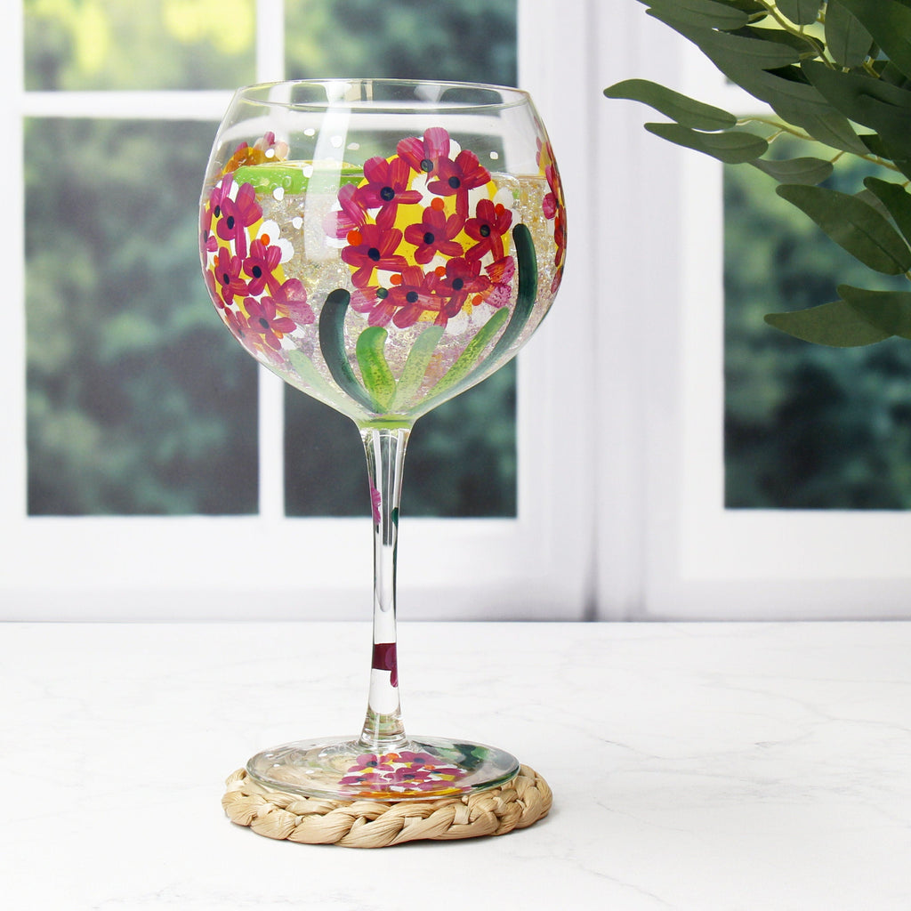Engraved Hand Painted Floral Gin Glass - Celebration Glasses | Choice of Design