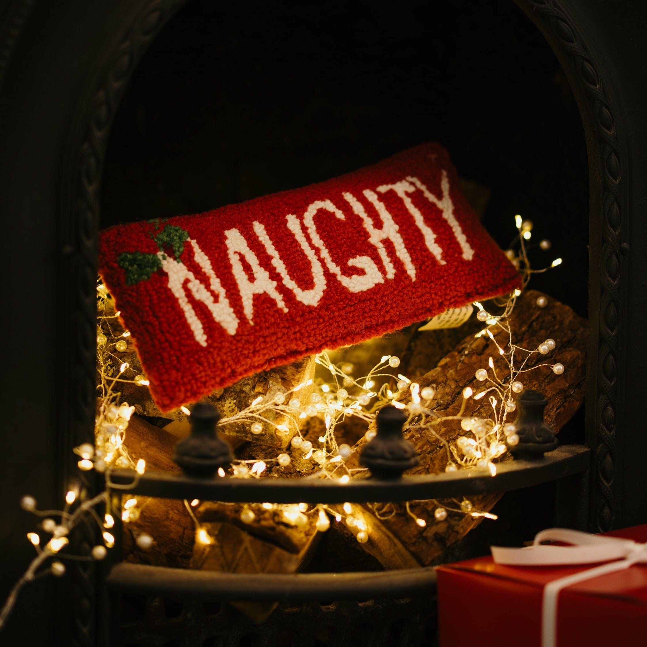 Handmade Naughty / Nice Cushion - Christmas Stocking FIller Main image