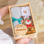 Baby's 1st Christmas Personalised Hamper Gift Set with Blanket & Keepsake Dis... – Grey