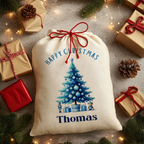 Personalised Christmas Sack - Blue Tree | Christmas Toy Sack | Christmas Stocking |  Small/Large