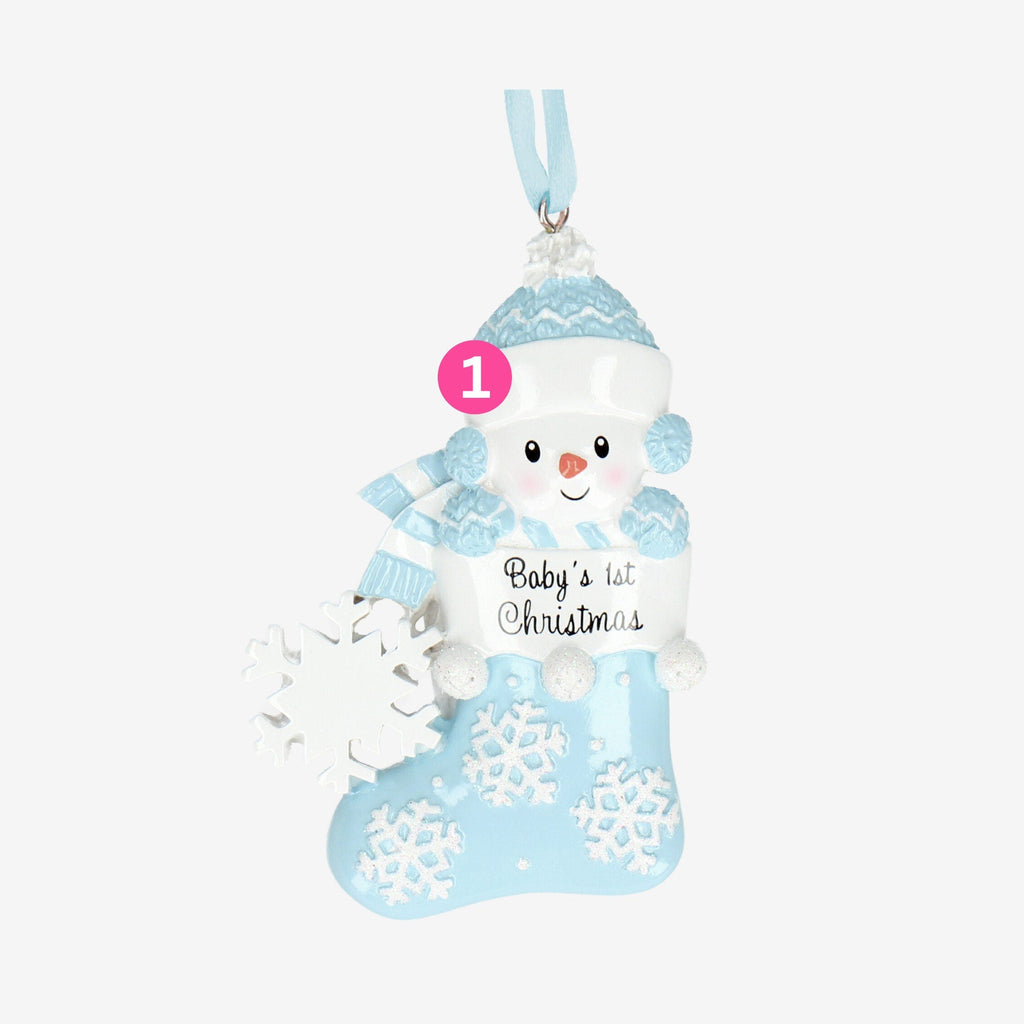 Baby Snowman Stocking Christmas Bauble - Personalised | Christmas Decor | Tree Ornament