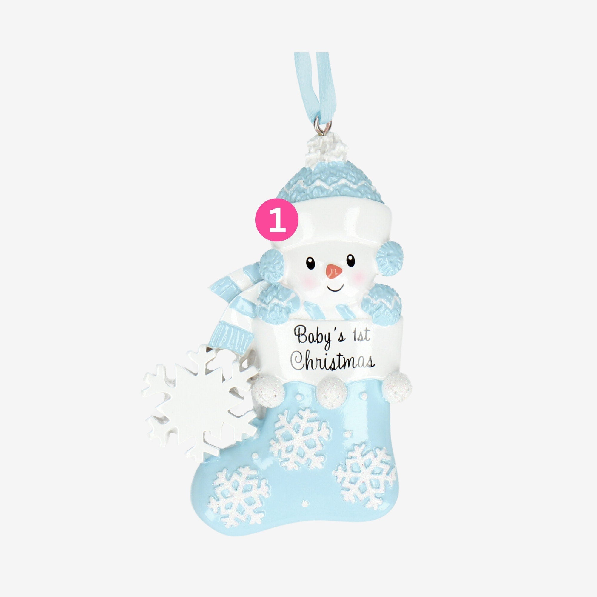 Baby Snowman Stocking Christmas Bauble - Personalised | Christmas Decor | Tree Ornament