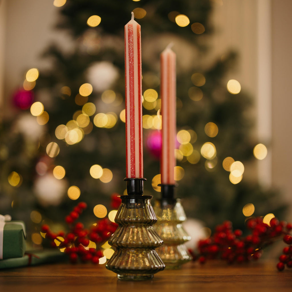 Handmade Christmas Candleholder - Glass Candlestick | Table Decor | Home Decor Ideas | Set of 2