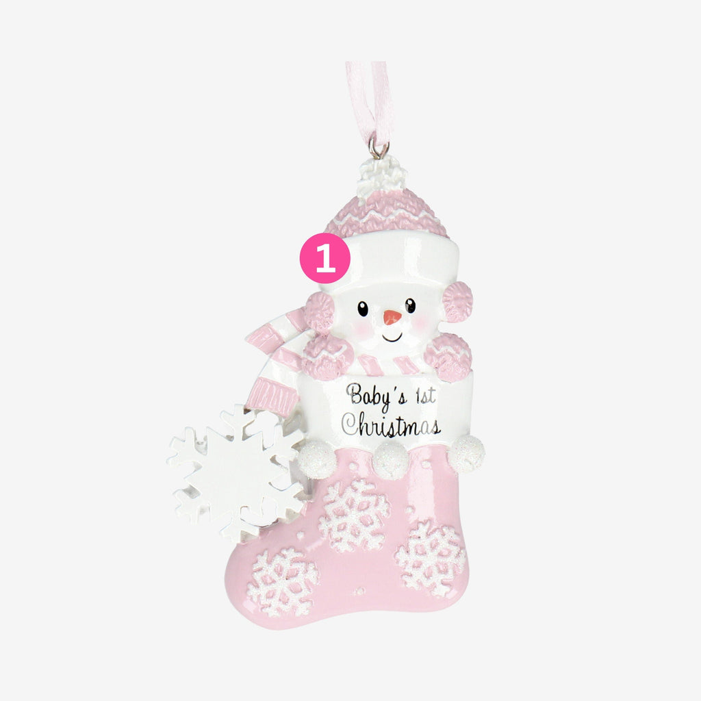 Baby Snowman Stocking Christmas Bauble - Personalised | Christmas Decor | Tree Ornament