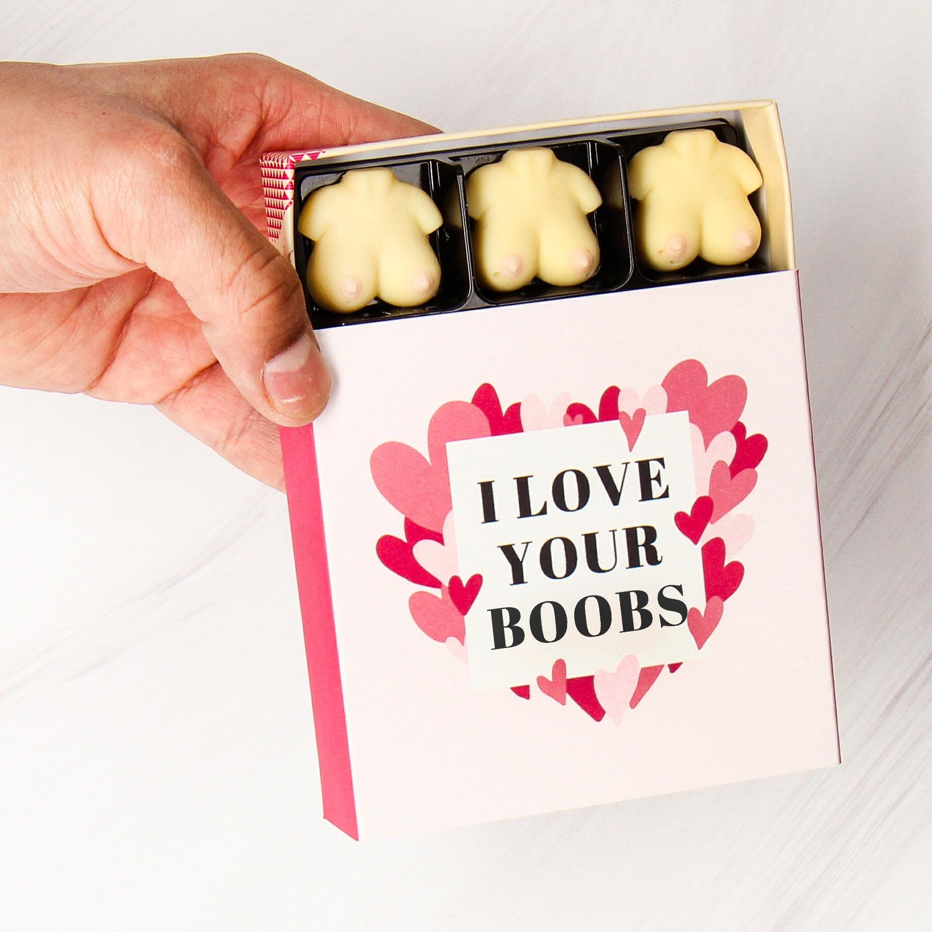 Personalised 'I Love Your Boobs' Cheeky Romantic Chocolates Main image
