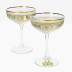 Hand Made Gold Champagne Glasses with Engraved Charms - 1 Glass