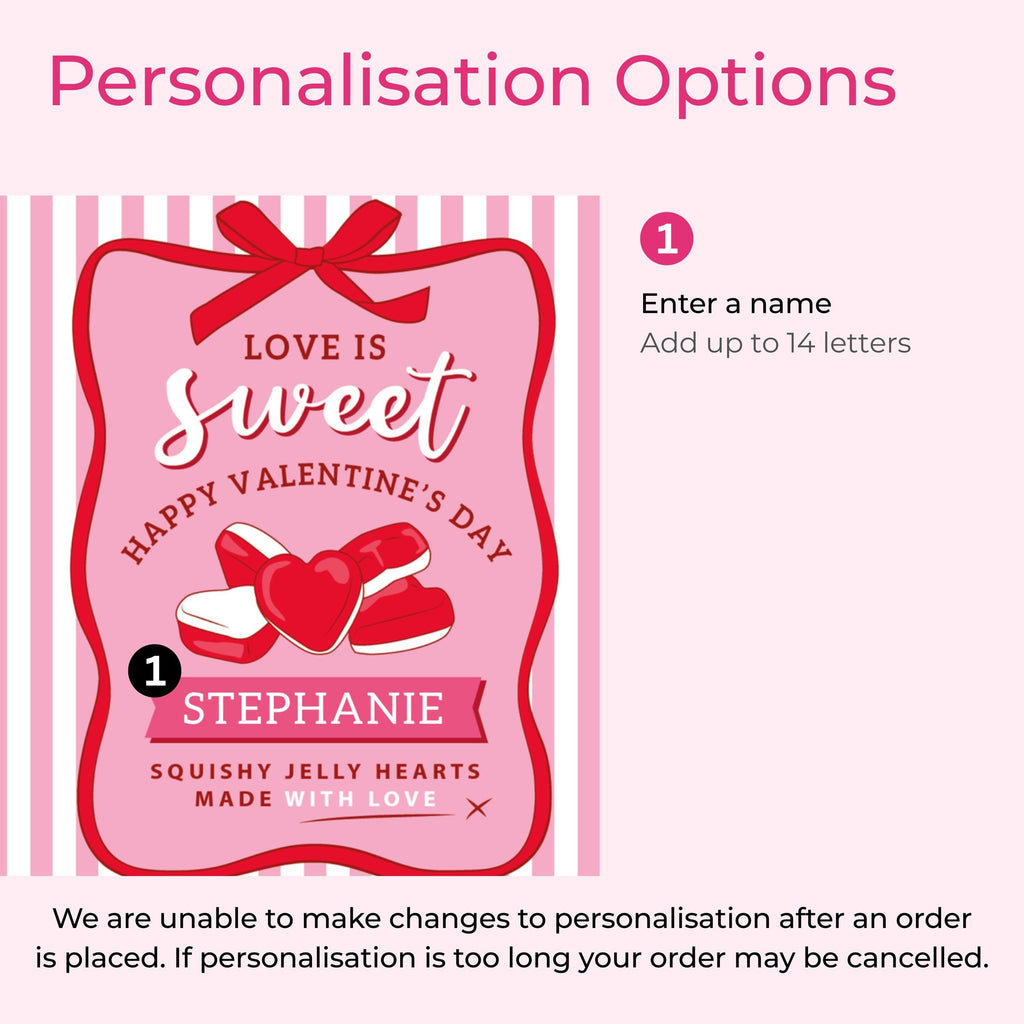 Personalised Jelly Hearts Retro Sweets Tin Valentine's Gift