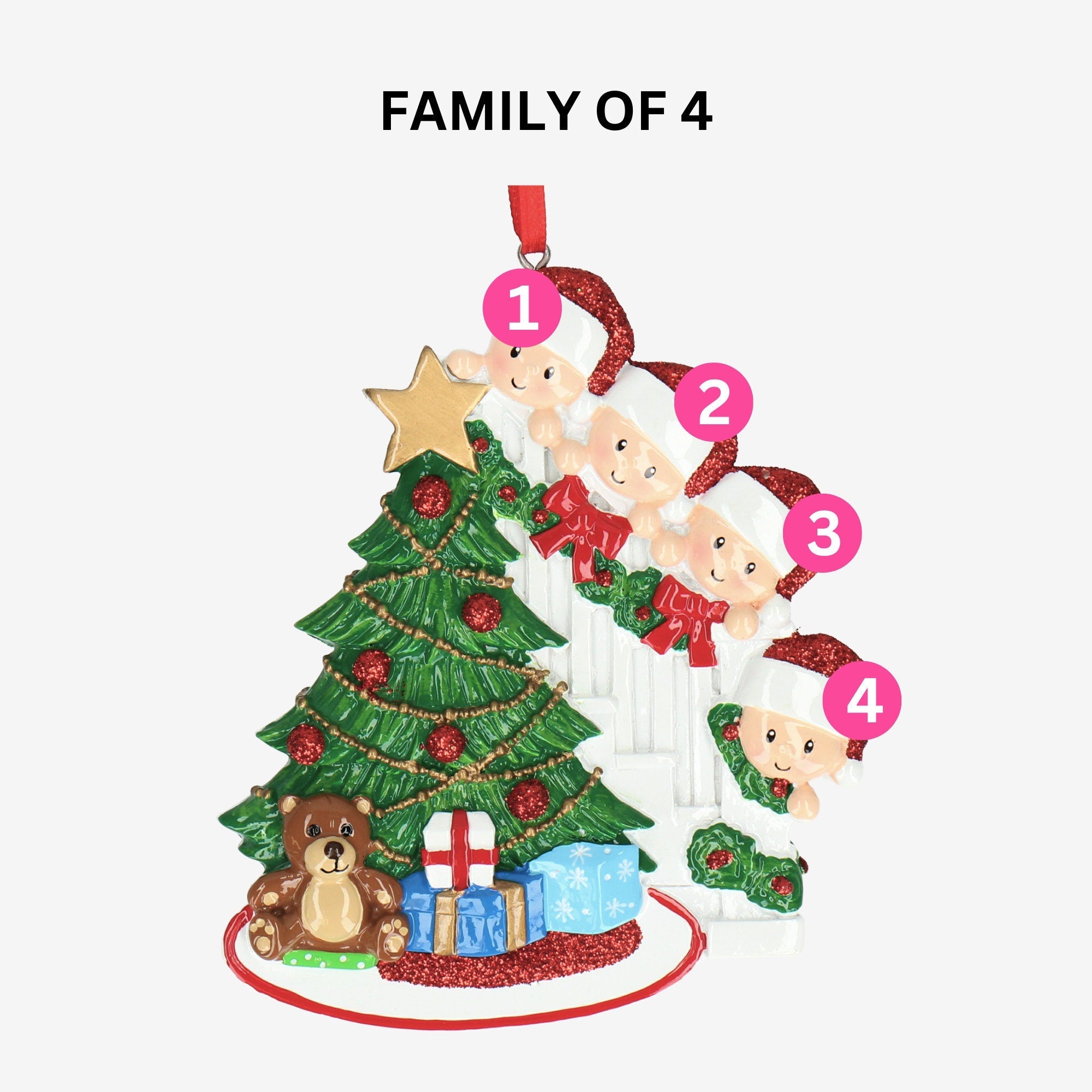 Christmas Tree Bauble - Peeking Family Design | Add Five Names | Christmas Decor
