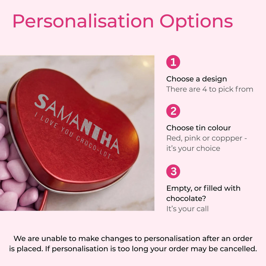 Sugar Shell Chocolates in a Personalised Heart Tin