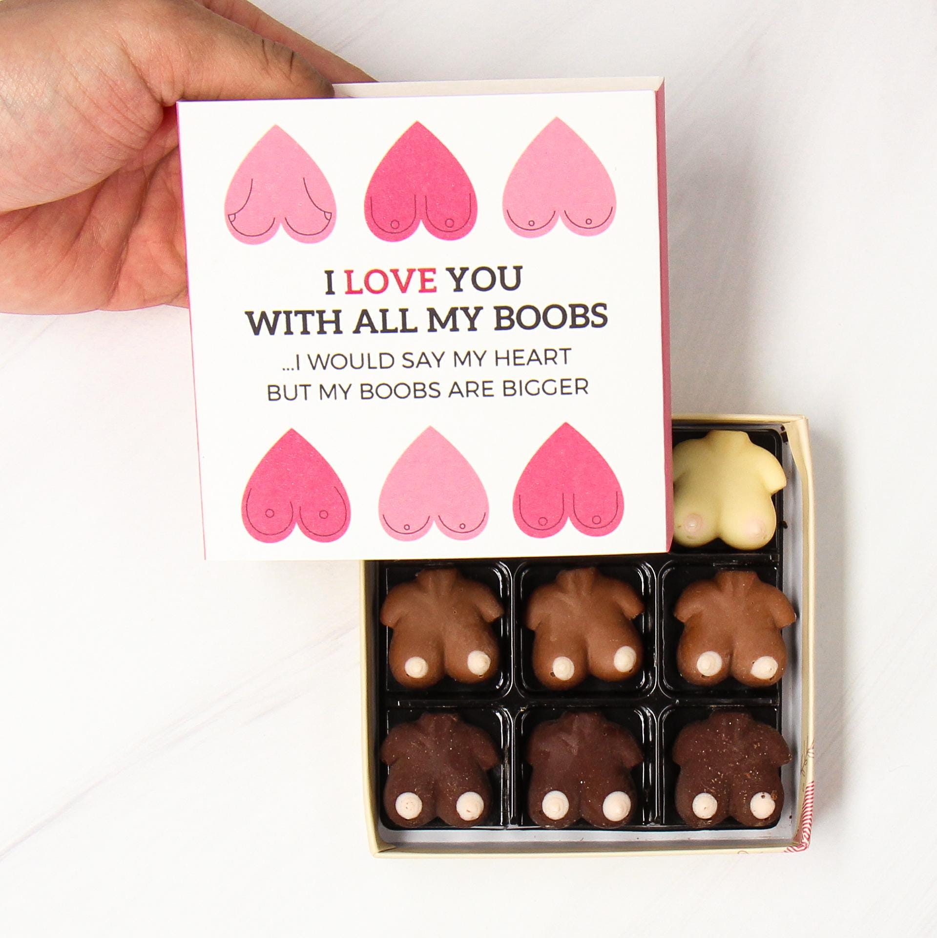 Personalised Box of Chocolate Boobs - 9 Rude Chocolates