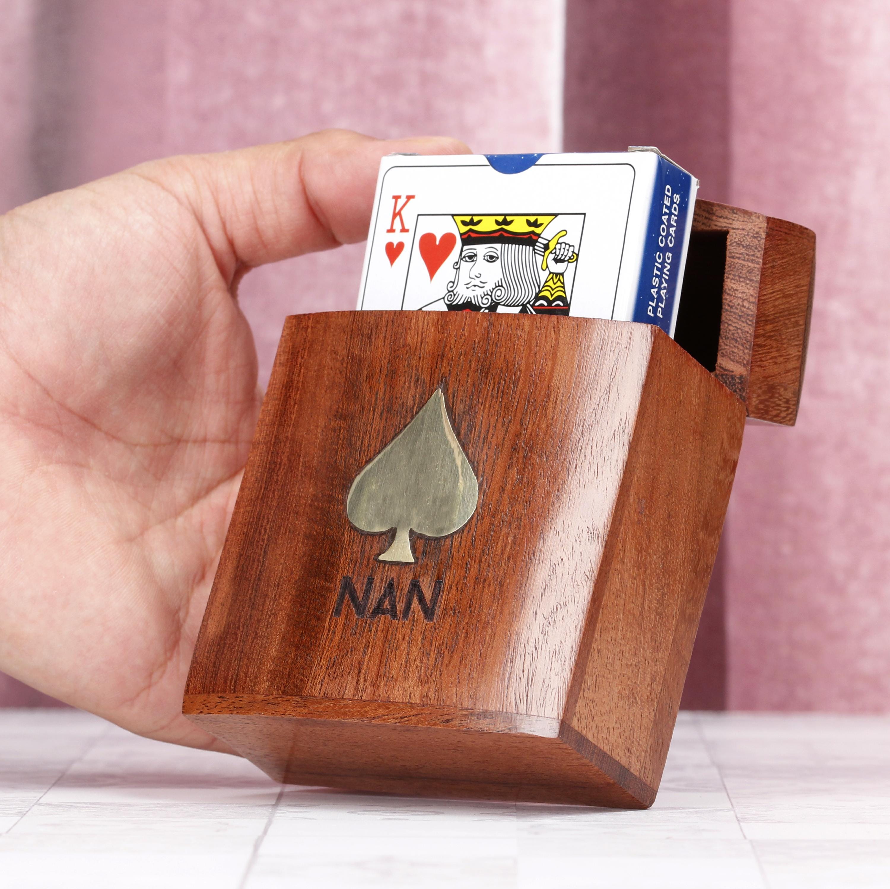 Personalised Luxury Wooden Playing Card Game Set Holder Main image