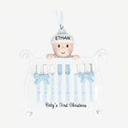 1st Christmas Bauble Personalised - Baby in a Crib design | up to 1 name | Christmas Decor