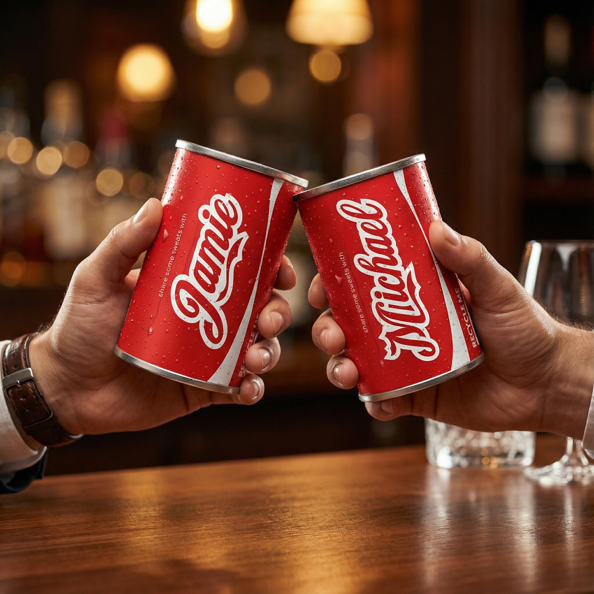 Personalised Retro Cola Sweet Can with Cola Bottles