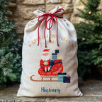 Personalised Christmas Presents Sack - Santa's Sleigh Design