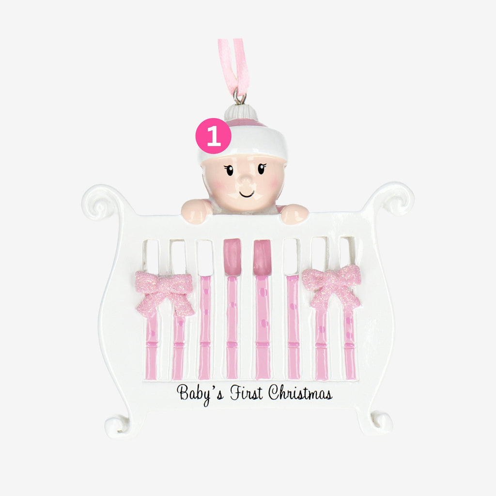 1st Christmas Bauble Personalised - Baby in a Crib design | up to 1 name | Christmas Decor