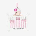 1st Christmas Bauble Personalised - Baby in a Crib design | up to 1 name | Christmas Decor