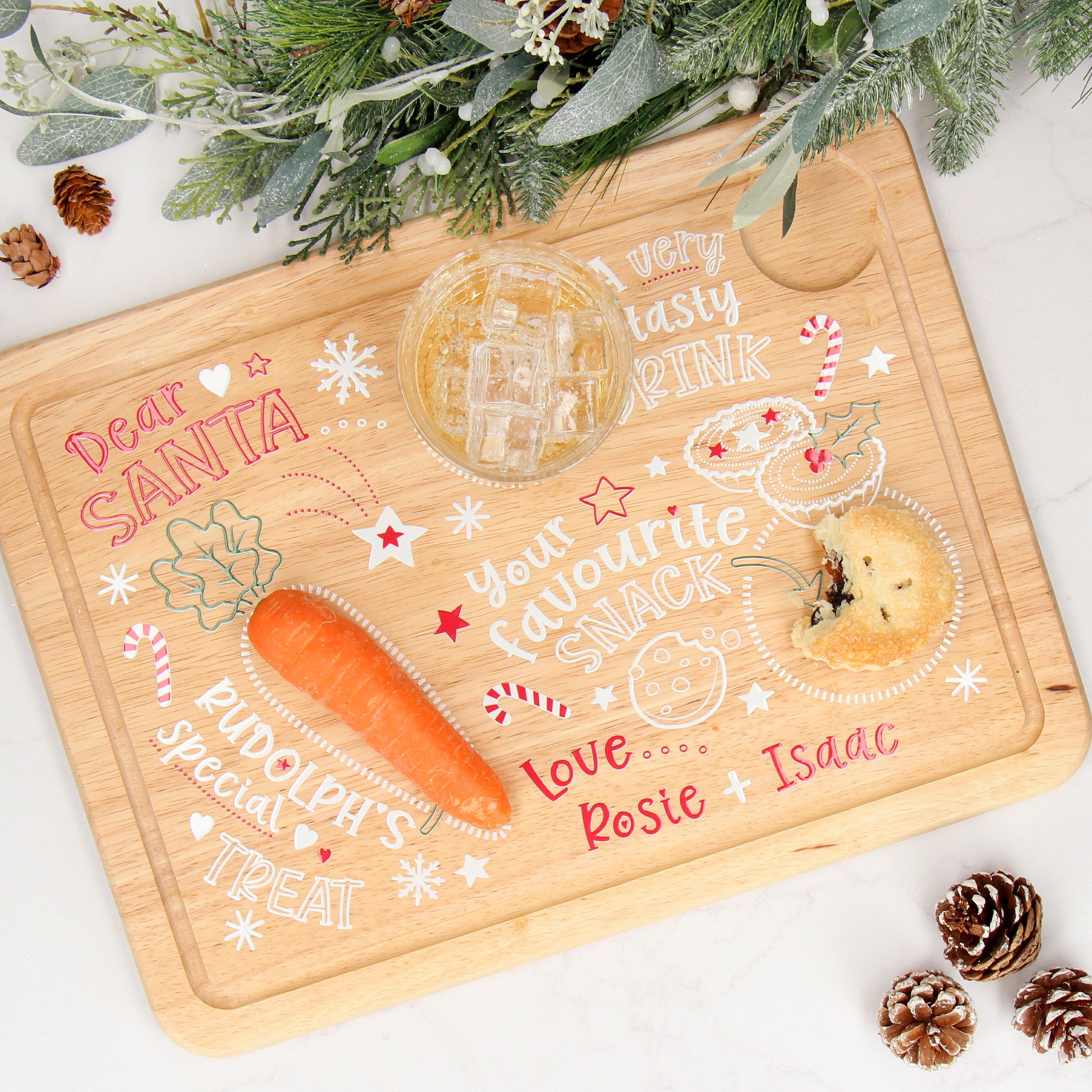 Personalised Christmas Eve Wooden Treat Board for Santa Main image