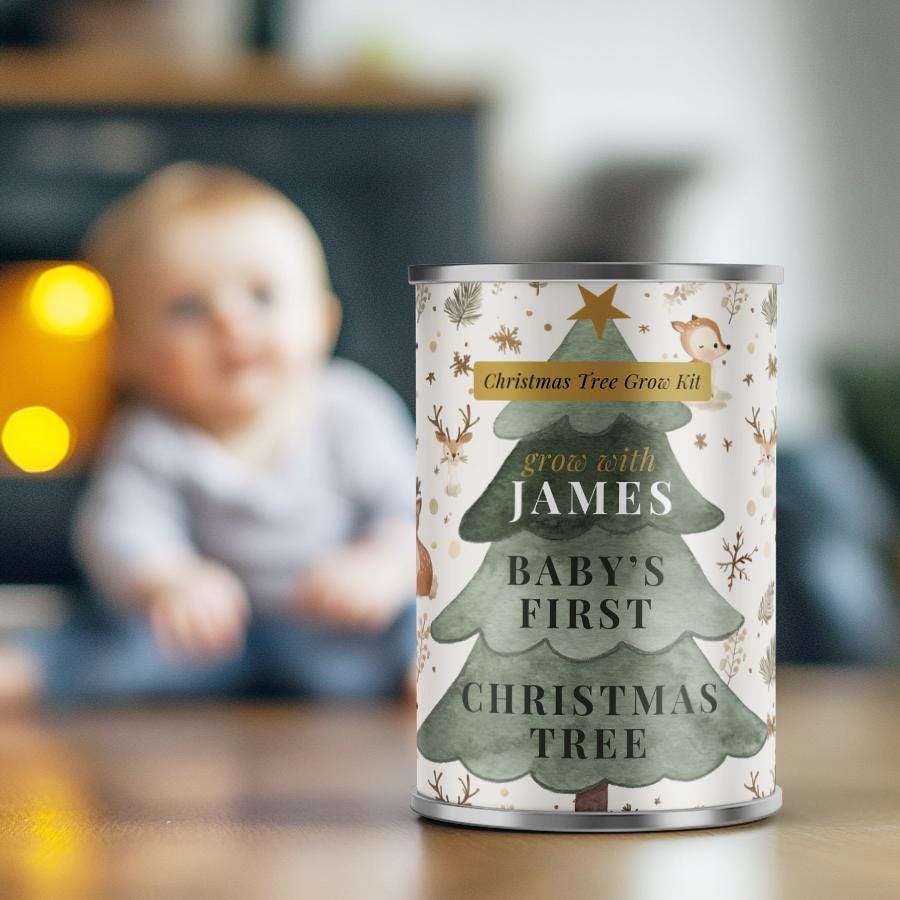 Personalised Baby's First Christmas Tree - Grow Your Own Tree Tin | Secret Santa Gift Main image